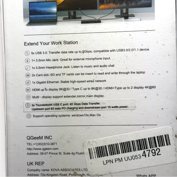 QGeeM 15 in 1 USB C Thunderbolt 4 Docking Station Lot Of 4 Used & Open box Mix - Picture 10 of 11